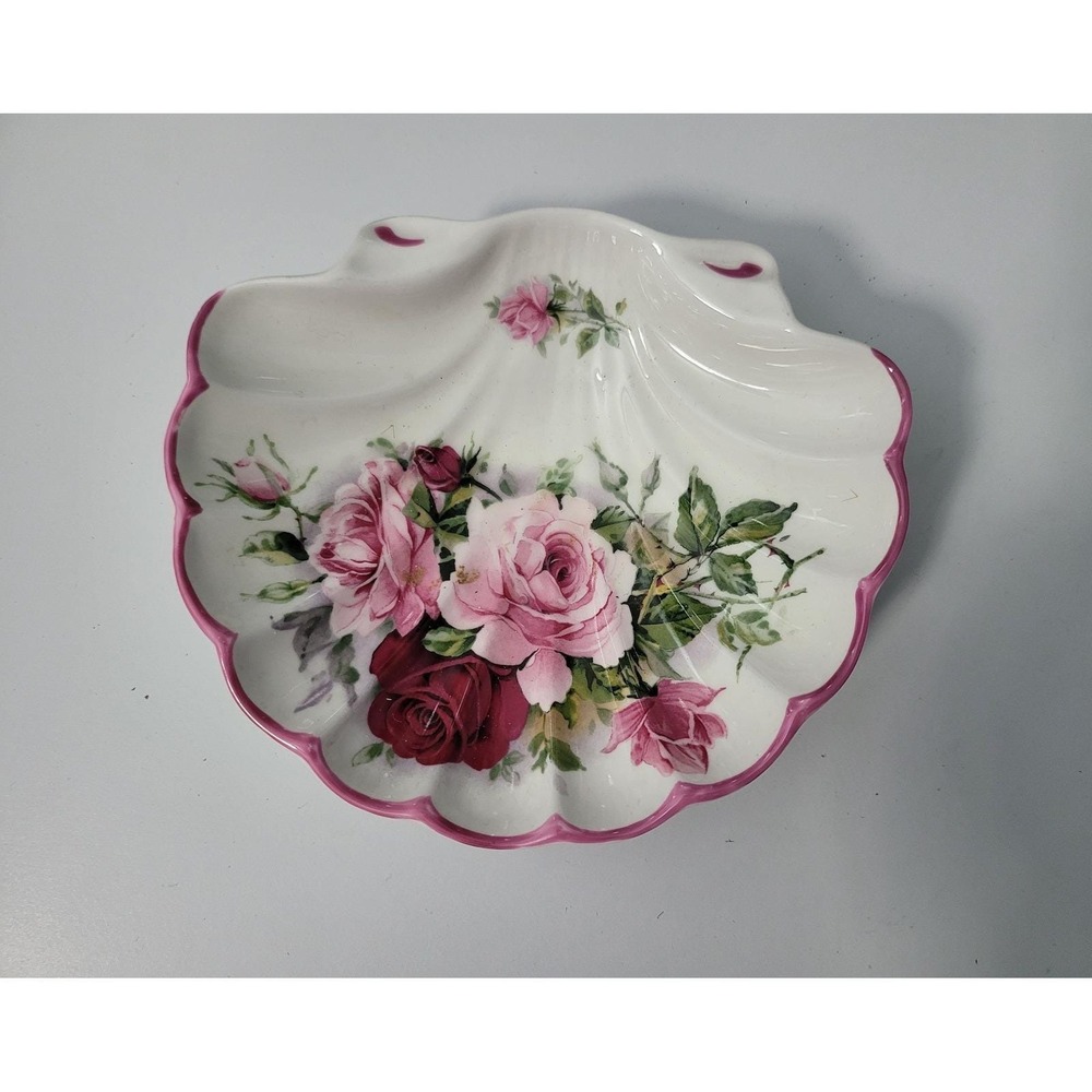 Vintage St. George‎ Shell, Floral Candy Dish